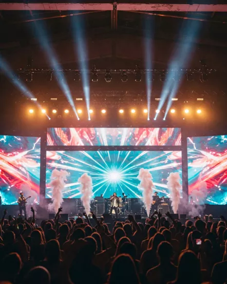Professional stage lighting setup showcasing dynamic event illumination and control