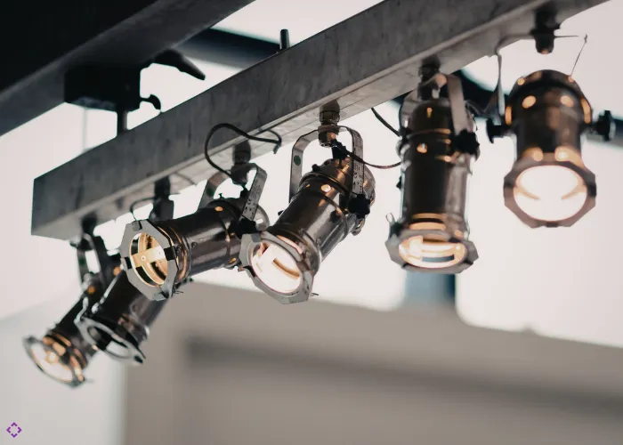 Modern LED lighting fixtures including panels, downlights, spotlights, and architectural luminaires for smart lighting system