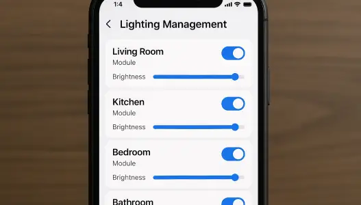 Lighting control modules installed in panels and ceilings for dimming, switching, and smart scene automation