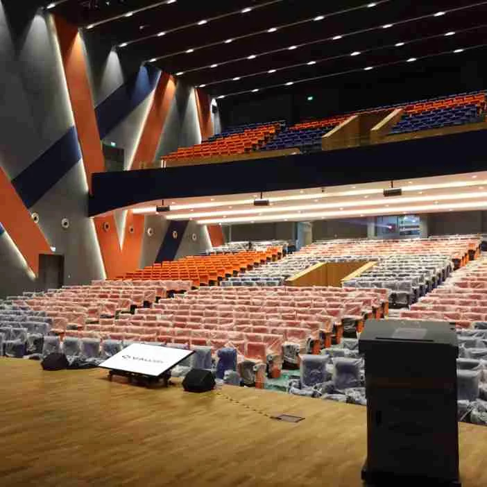 Auditorium equipped with professional audio visual system for events and presentations