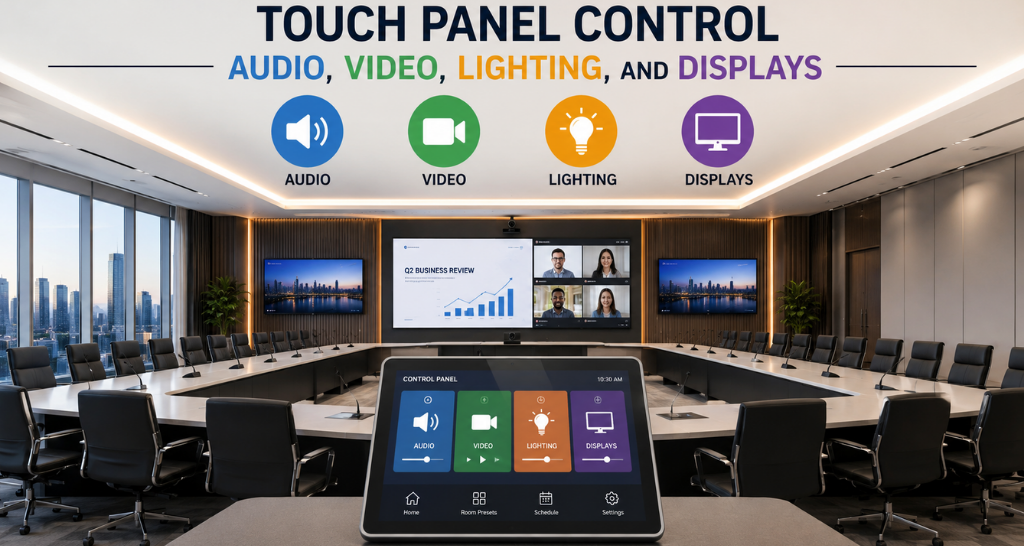 Control Audio, Video, Lighting, and Displays with a Single Touch Panel Control System