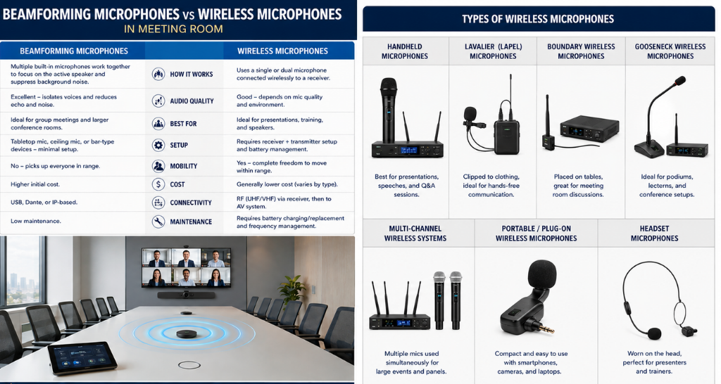 Beamforming vs Wireless Microphones: Which Is Better for Meeting Rooms?